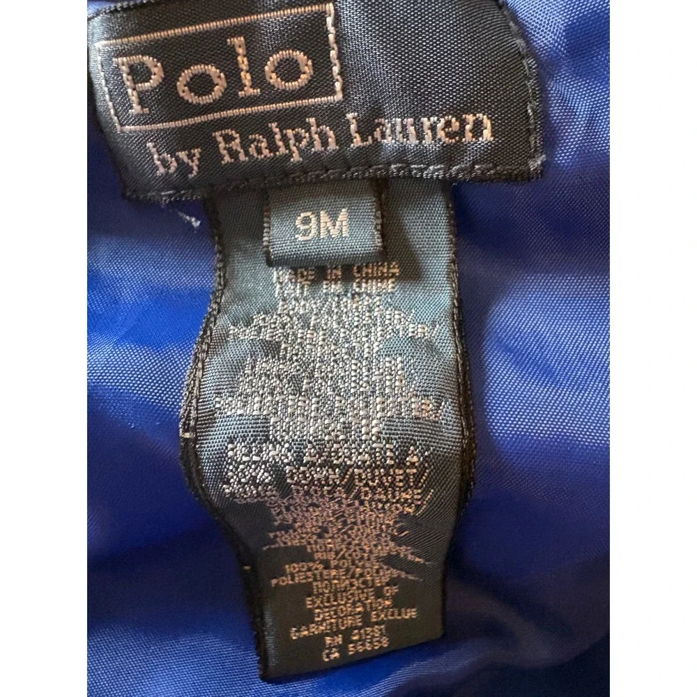 Polo Ralph Lauren Kids Navy Blue Big Pony Down Puffer‎ Jacket 9M Hooded Coat